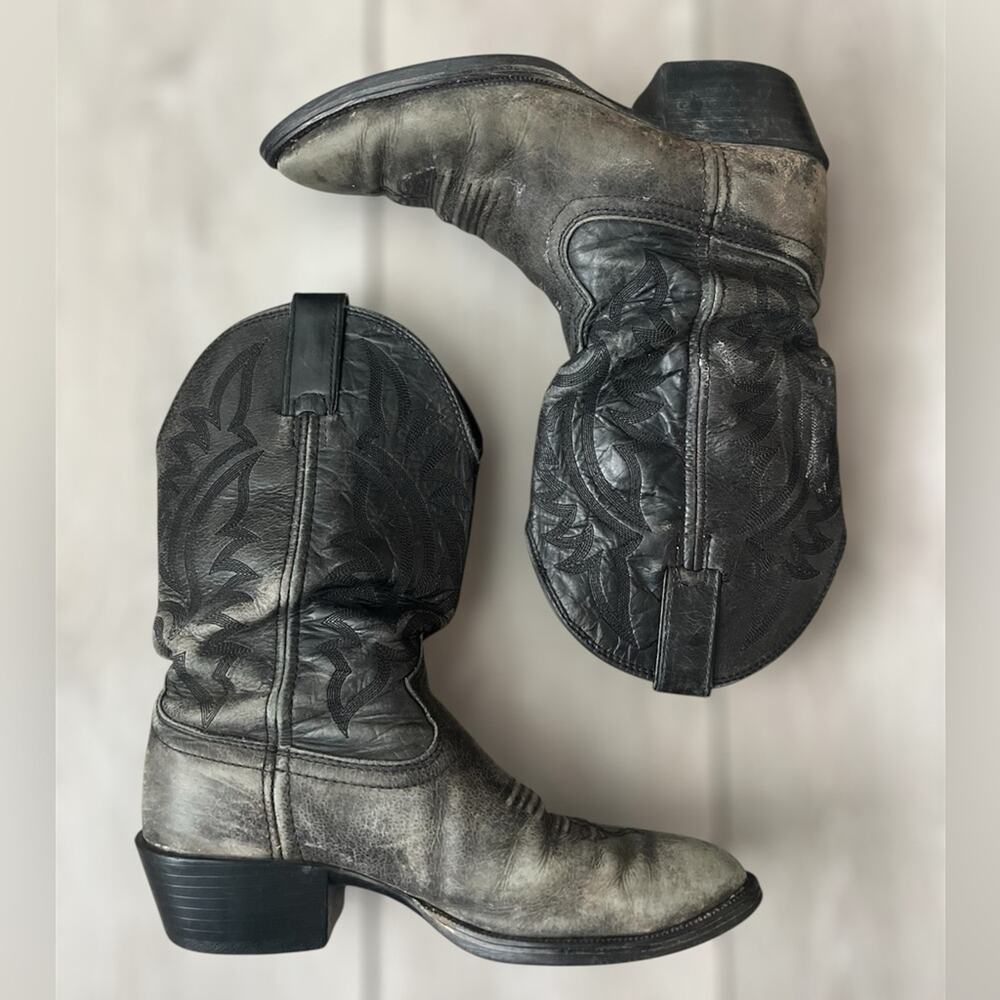 Tony Lama women’s distressed thrashed black leather western boots
